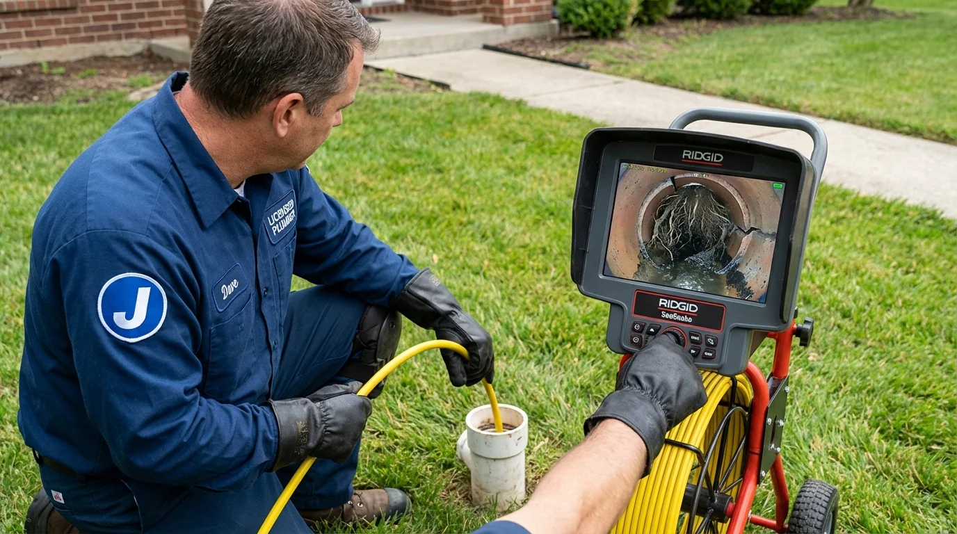 Sewer camera inspection being performed by Johns Plumbing LLC in Burwell